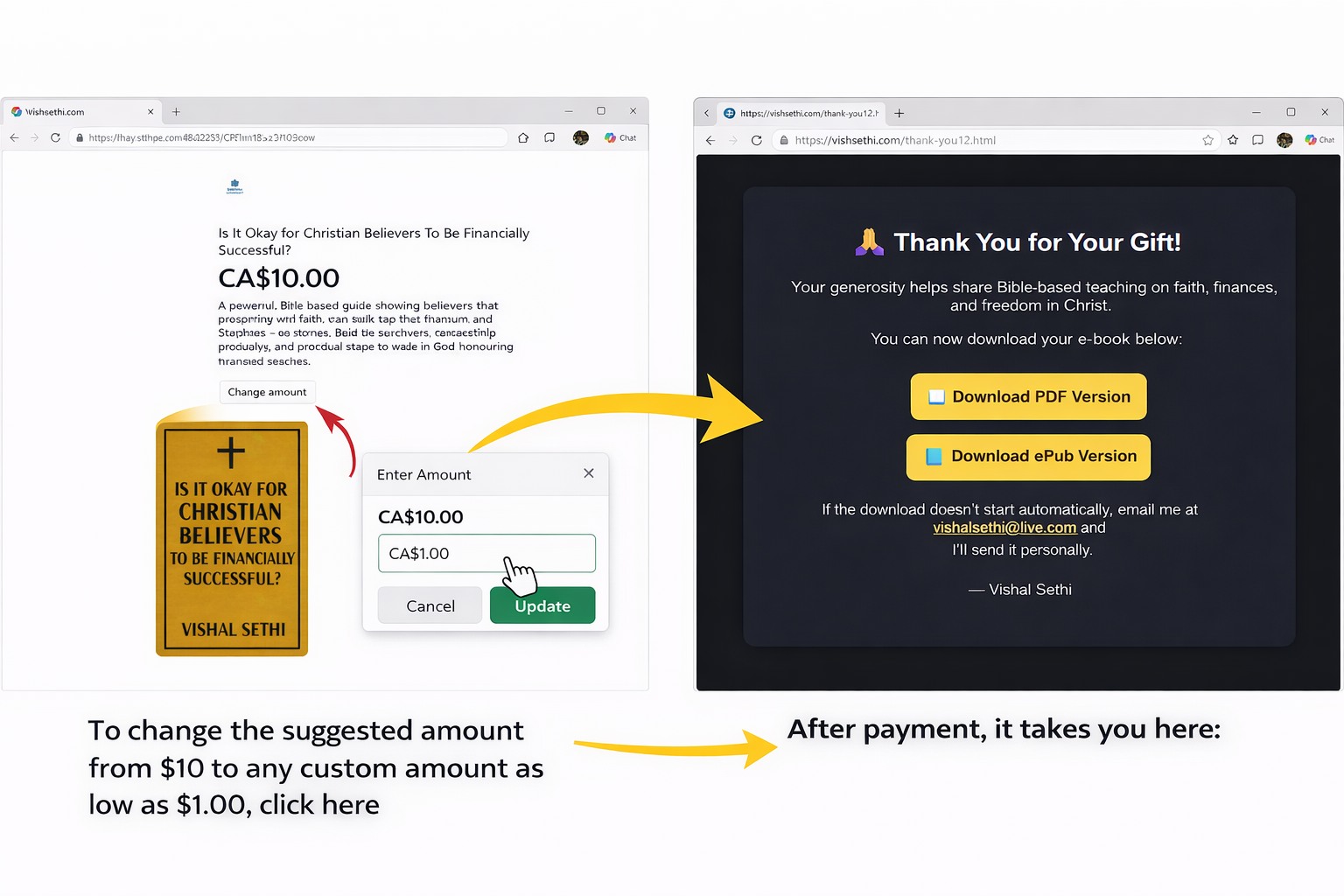 How to change Stripe amount from $10 to any amount as low as $1